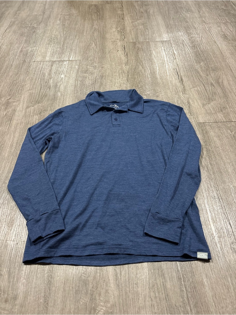 Merino Tech Merino Wool Long Sleeve Polo Grey Blue Size Medium - Picture 3 of 5